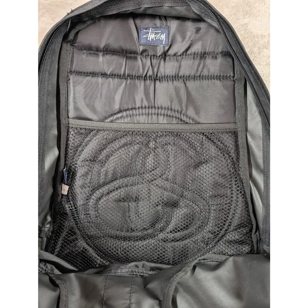 90s Y2K Vintage Stussy Black Backpack Clam Shell Skatewear Skate Unique - Picture 9 of 12